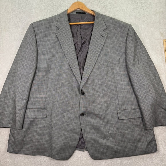 NEW Lauren Ralph Lauren Mens 58R Gray Plaid Silk Wool Blazer Suit Jacket Relaxed